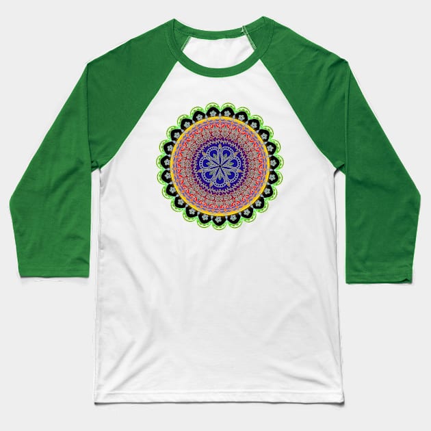 Mandala Geometry Fractal Sacred Yoga Art Mantra Good Vibe Baseball T-Shirt by twizzler3b